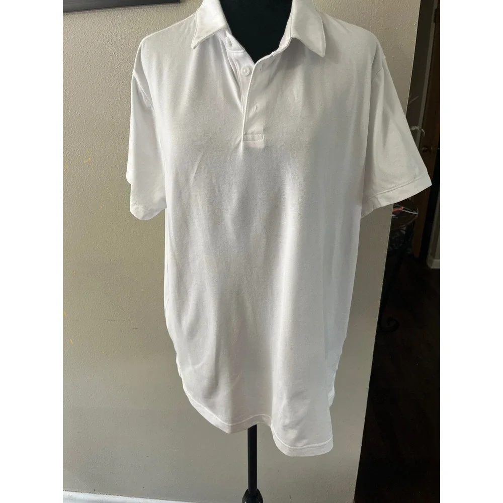 H&M Polo Shirt Coolmax Slim Fit Mens XL White Short Sleeve Minimalist Athleisure